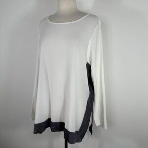 NEW Paperwhite Women's Sz L Knit White Tunic Pullover Long Sleeve Nylon/Rayon